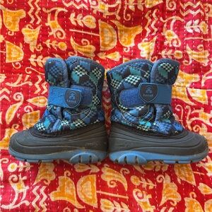 Kamik Blue and Black Patterned Snow Boots